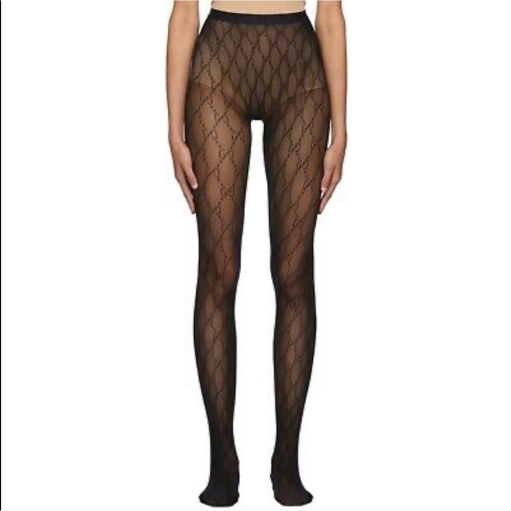GUCCI Interlock Logo InTarsia Fishnet Tight black